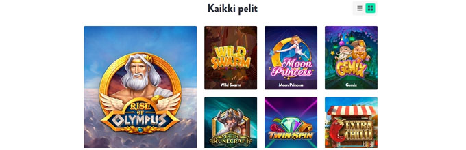 Dunder kaikki pelit valikko