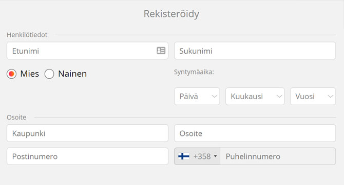 Tämän kaavakkeen täytössä kestää noin minuutti.