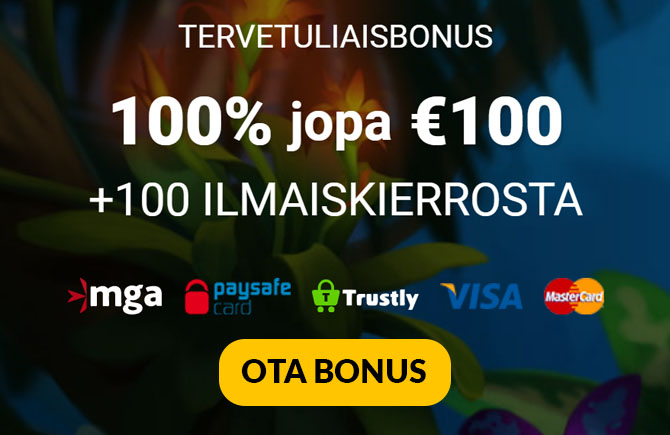 Megaslot bonus antaa sinulle 100% bonuksen 100 € asti